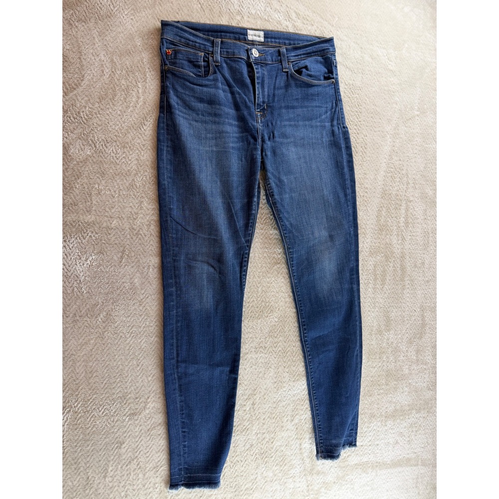 Hudson Womens Skinny Jeans‎ Dark Wash Raw Hem Denim Blue Pants Size 27